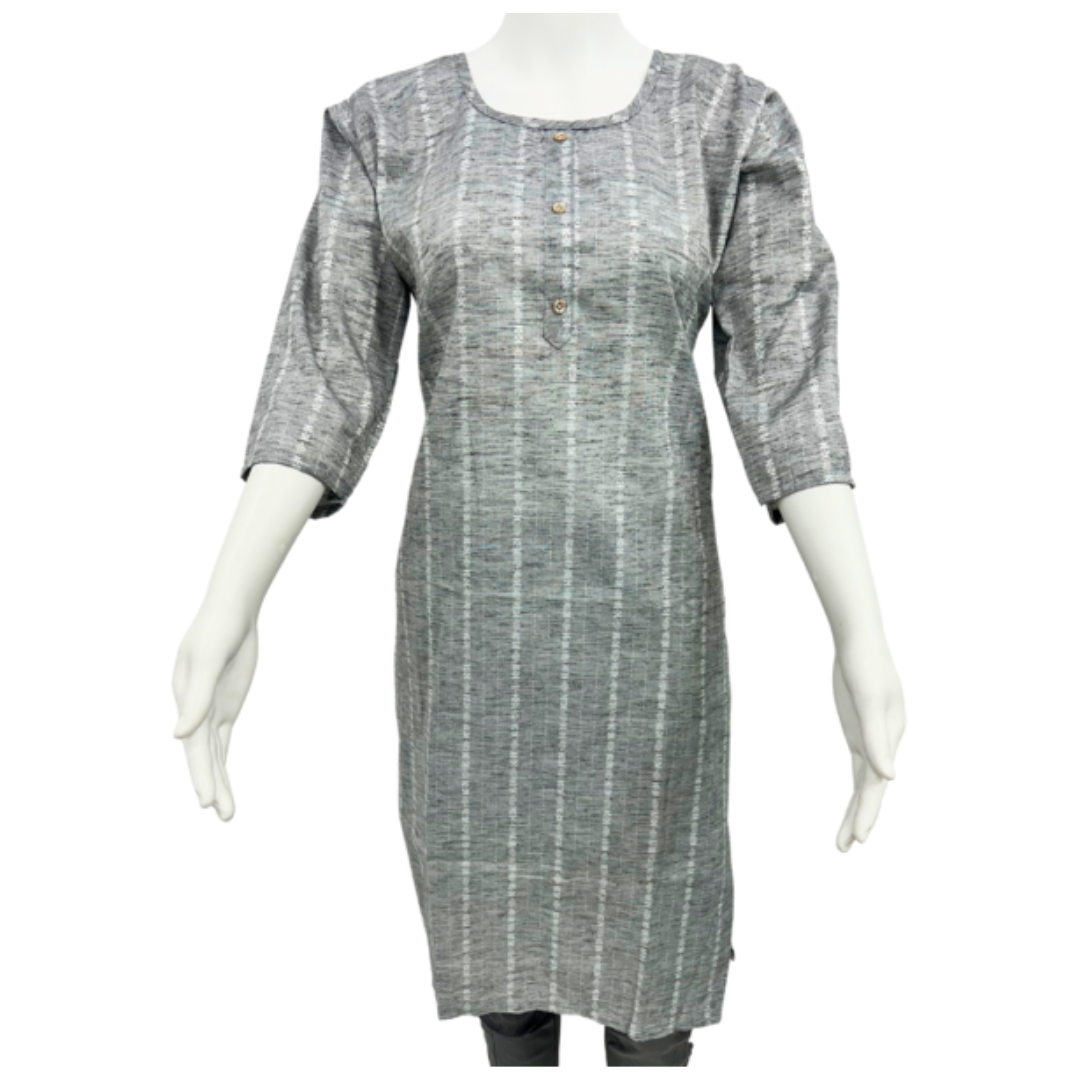 Women's Rayon Checked Embroidered Straight Kurta and Pant Set - Image 3