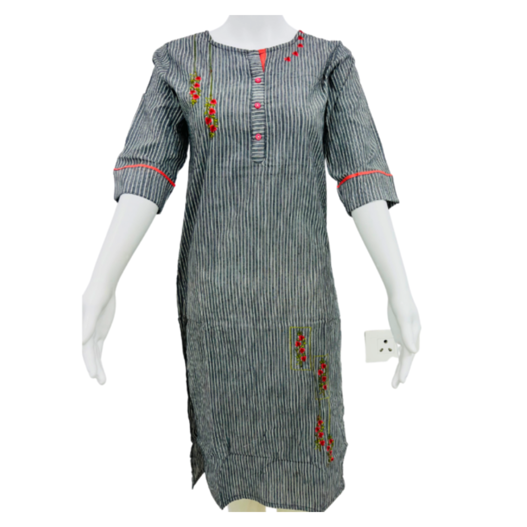 Women's Straight Embroidered Kurta & Pant Set - Image 4