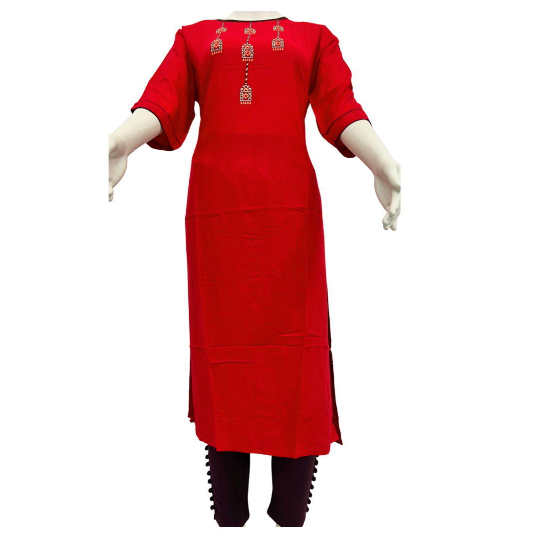 Women's Straight Embroidered Kurta & Pant Set - Image 8