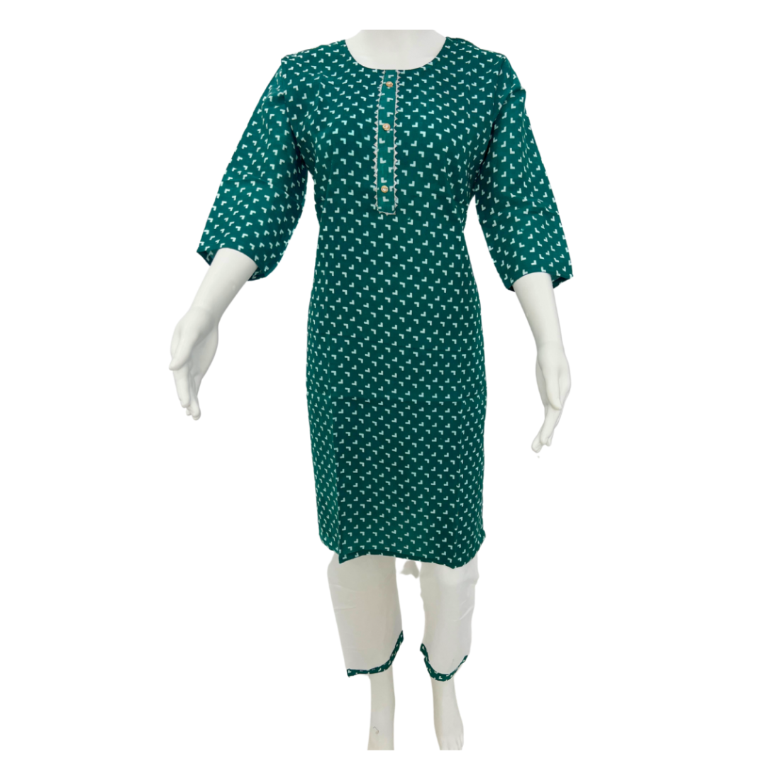 Women's Cotton Printed Straight Kurta with Palazzo