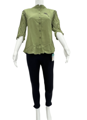 Floral Embroidered Shirt Style Straight Top for Women