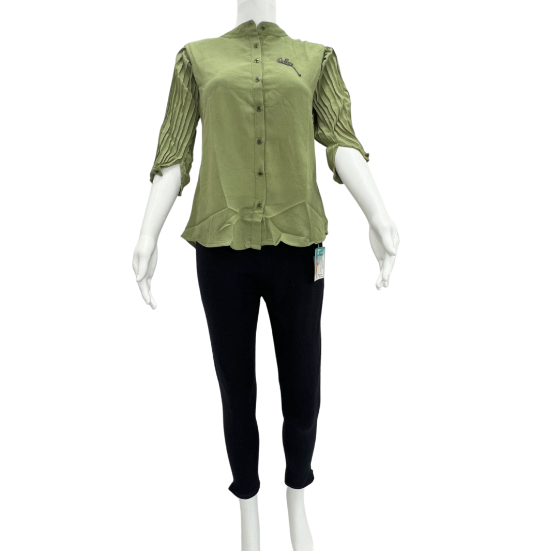 Floral Embroidered Shirt Style Straight Top for Women