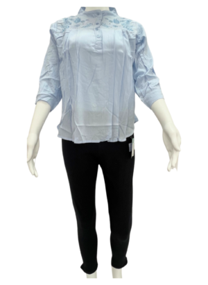 Women Rayon Neck Embroidery Stylish Top