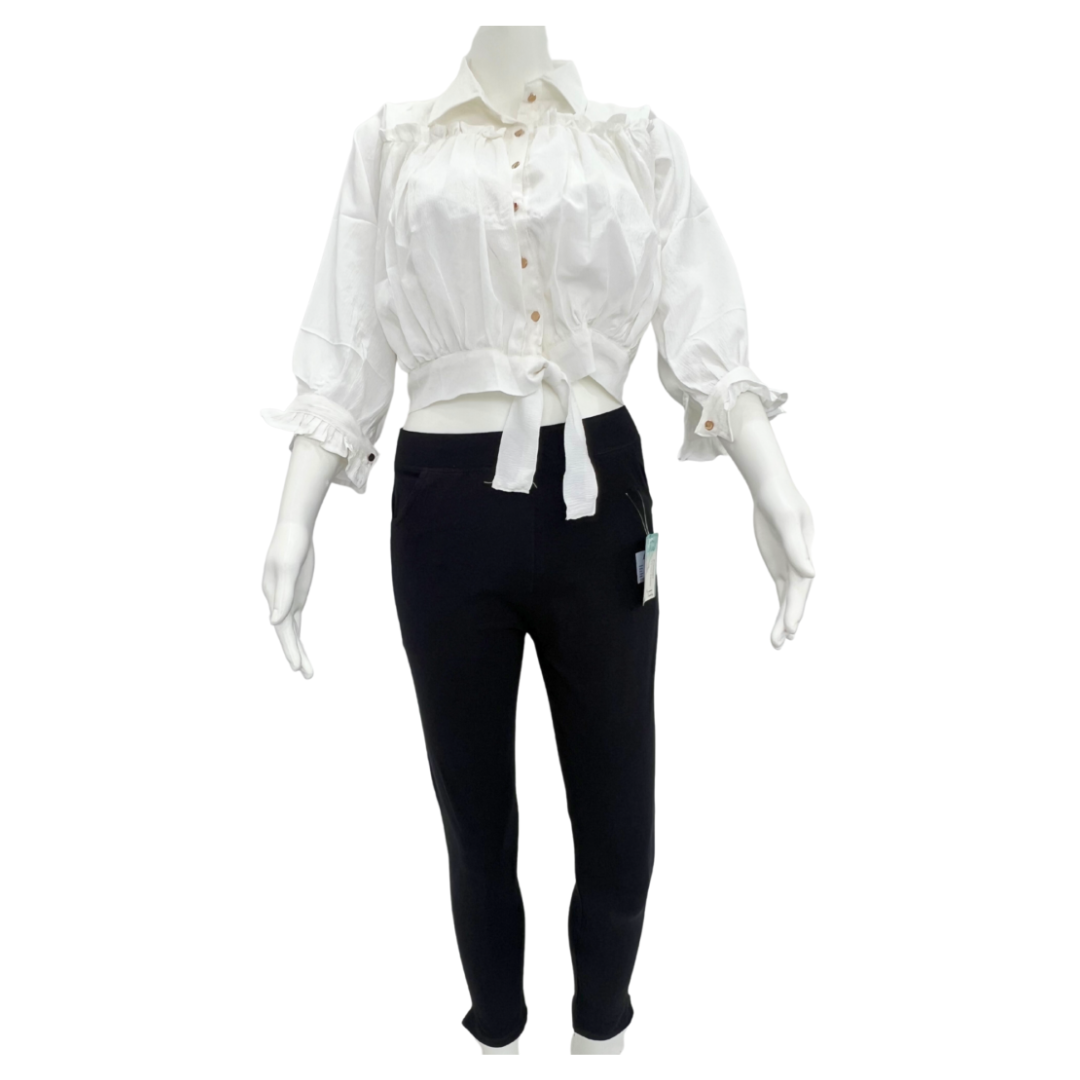 Shirt Style White Tunic Top for Women