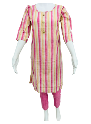 Women's Rayon Checked Embroidered Straight Kurta and Pant Set