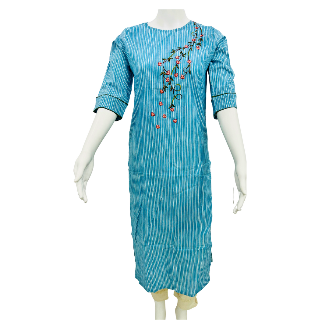 Women's Straight Embroidered Kurta & Pant Set