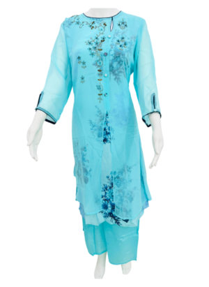 Georgette Embroidered Worked Straight Kurta with Pant
