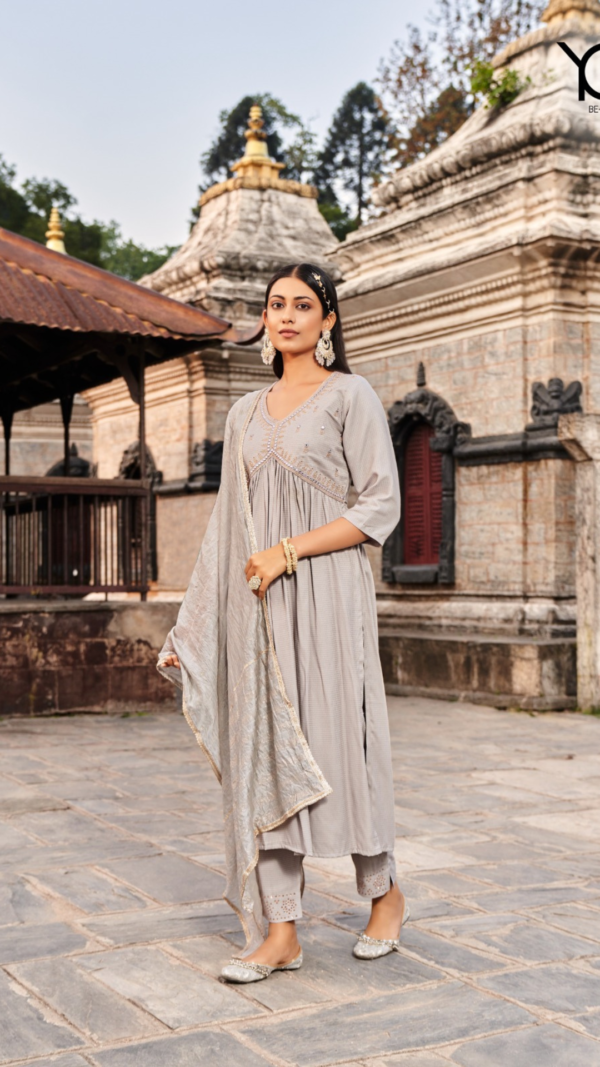 Aaliya Cut Embroidered Kurta Pant with Dupatta Set - Image 2