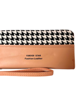 Faux Leather Purse Clutch Wallet for Women & Girls Double Zip Card Coin Holder with Wrist Strap Purse