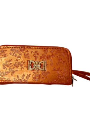 Faux Leather Purse Clutch Wallet for Women & Girls Double Zip Card Coin Holder with Wrist Strap Purse