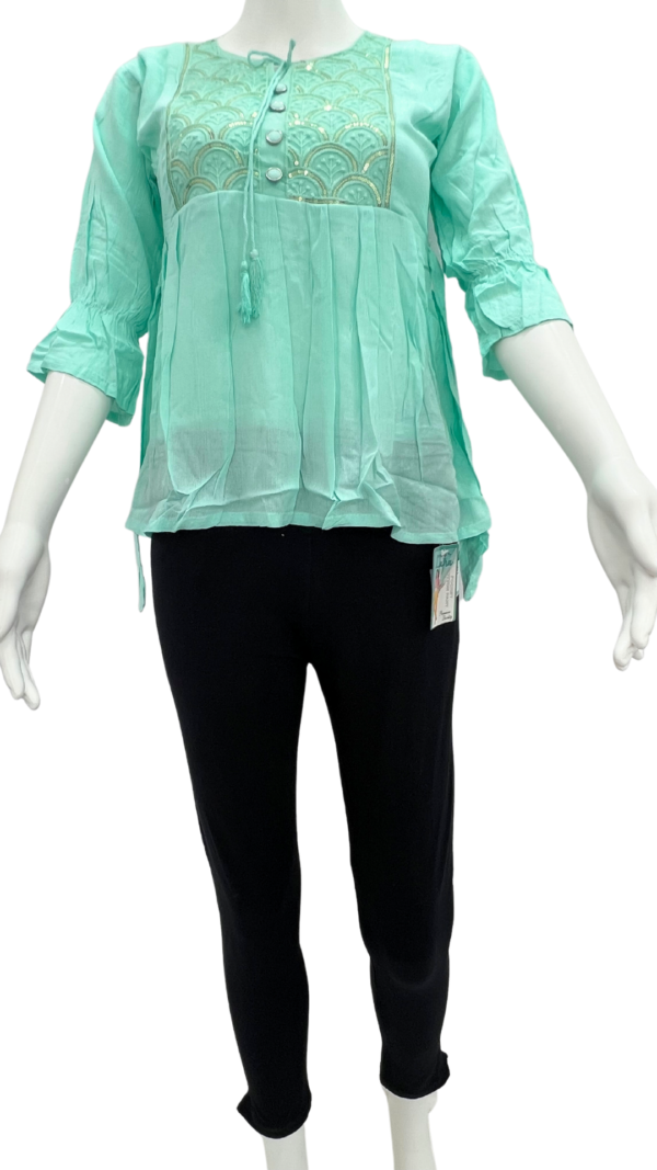 Designer Rayon Short Tops For Girls (only top) - Image 6