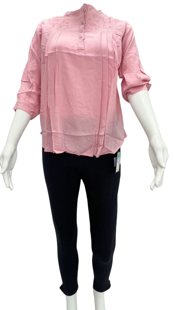 Women Rayon Neck Embroidery Stylish Top - Image 2