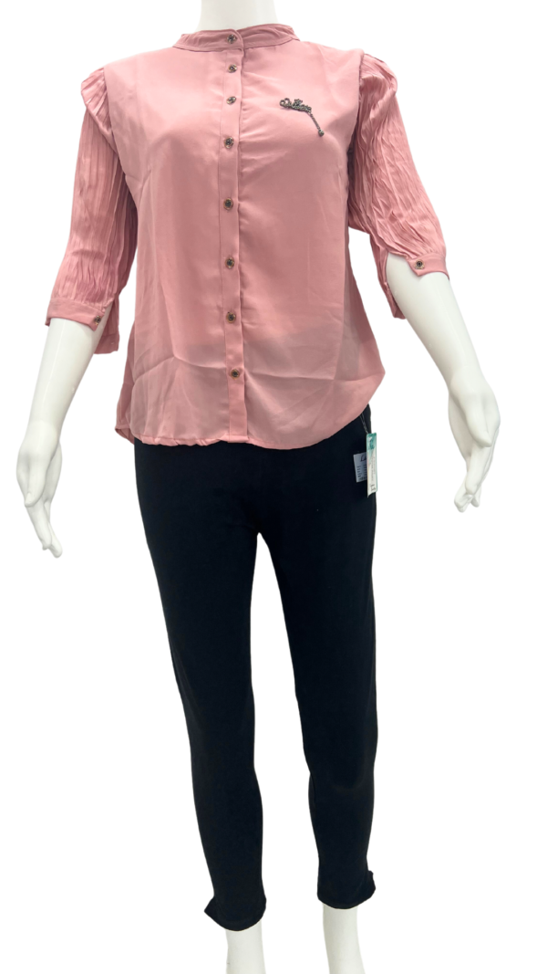 Floral Embroidered Shirt Style Straight Top for Women - Image 2