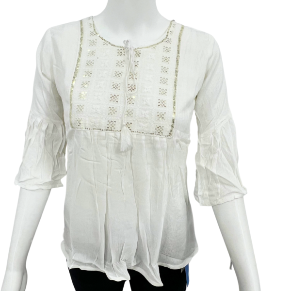 Designer Rayon Short Tops For Girls (only top) - Image 4