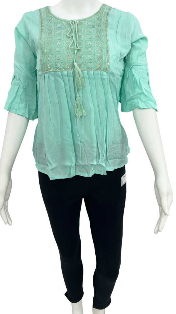 Designer Rayon Short Tops For Girls (only top) - Image 3