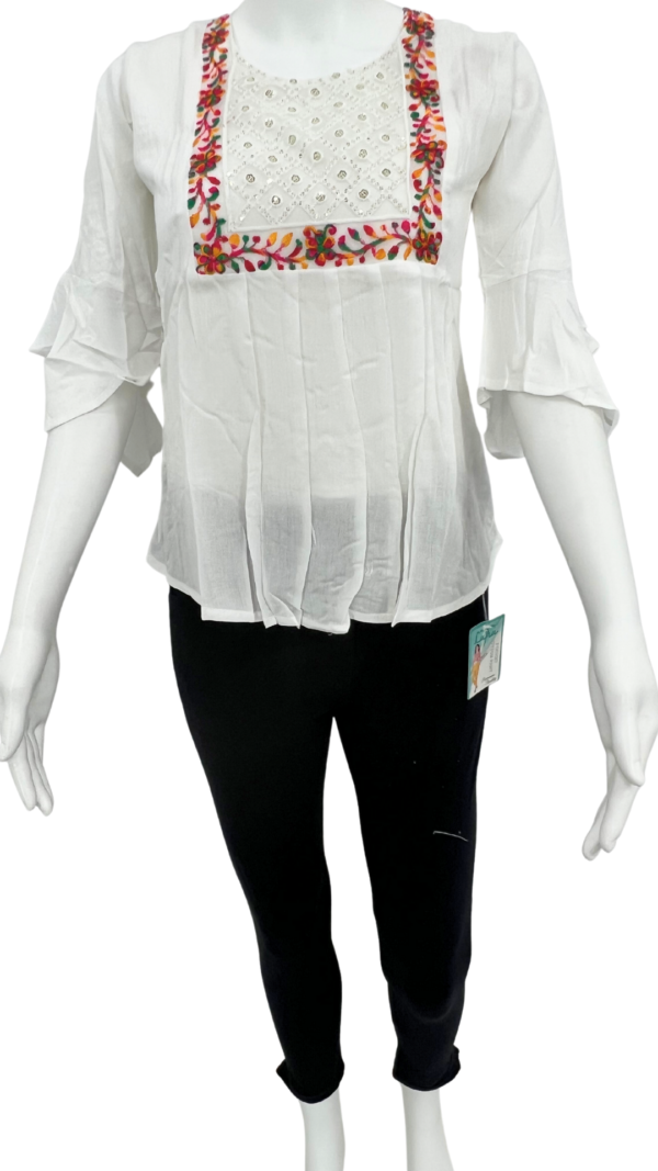 Designer Rayon Short Tops For Girls (only top) - Image 2