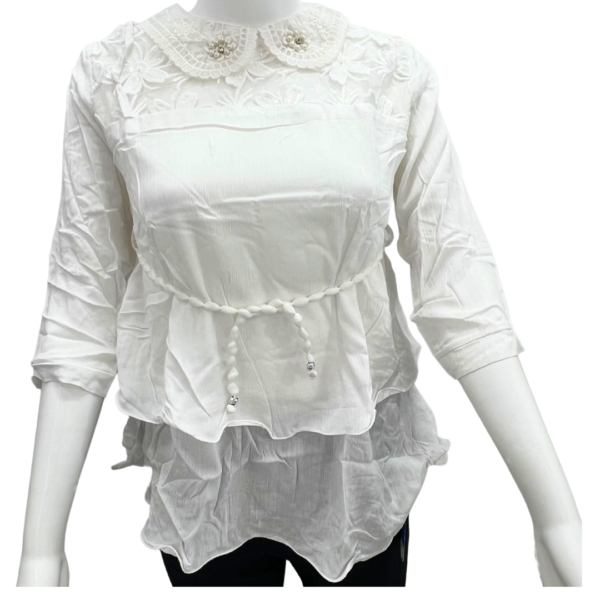 Women Embriodered White Top - Image 2